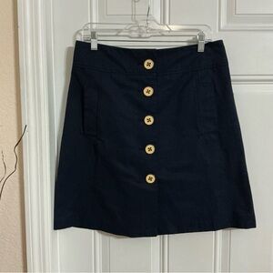 Merona Navy A-Line Skirt with Button Detail